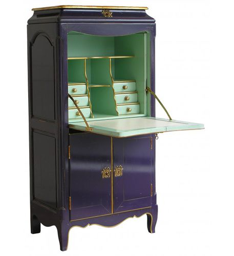 Meuble secrétaire de style - 581 B - MOISSONNIER - en hêtre / en cuir / avec rangement intégré