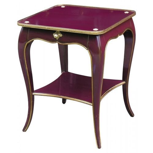 Table de chevet de style Louis XV - 738 B - MOISSONNIER - en bois laqué / en hêtre / avec piètement en hêtre