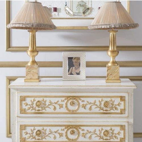 Lampe de table - 802 series  - MOISSONNIER - en tissu / en hêtre / en or