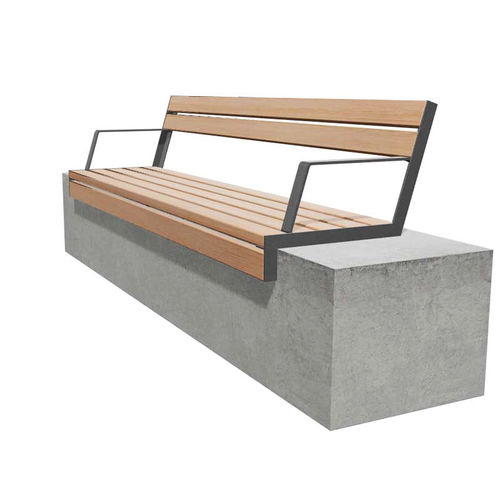 Banc public design minimaliste - HOP HOP WALL - miramondo - en bois / en métal / avec dossier