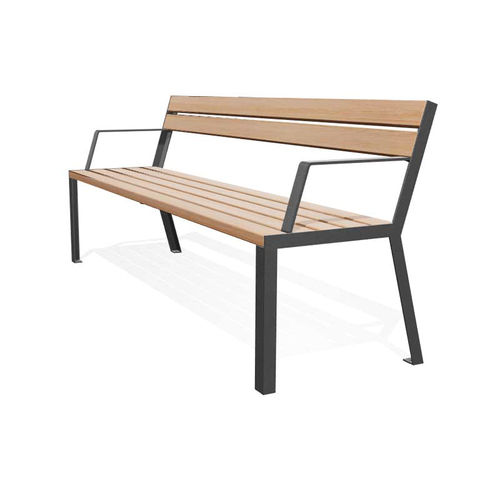 Banc public classique - HOP HOP - miramondo - en mélèze / en acier galvanisé / en acier à revêtement par poudre