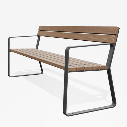 Banc design minimaliste - HENRY - miramondo - en frêne / en mélèze / en acier galvanisé