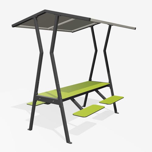 Table de pique-nique contemporaine - ROOFUS - miramondo - en acier galvanisé / en acier à revêtement par poudre / en HPL