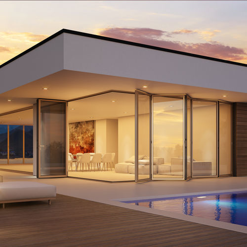 Baie vitrée pliante - SMARTIA MF65 - ALUMIL - en aluminium / à double vitrage / à isolation thermique