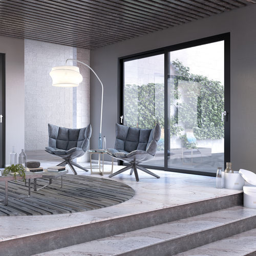 Système coulissant en métal - SMARTIA M14400 - ALUMIL - en verre / de terrasse / sans enveloppe isolante