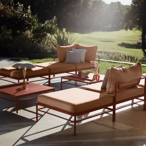 Ottoman contemporain - RIVAGE - FERMOB - en aluminium / en tissu / carré