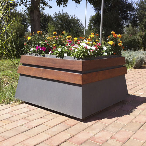 Jardinière en bois - L&Oacute;TUS - LARUS DESIGN - en acier / en acier peint / carrée