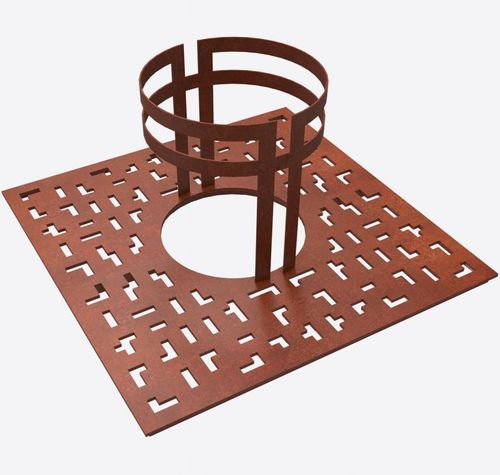 Grille d'arbre carrée - TETRIS - LARUS DESIGN - en acier COR-TEN®