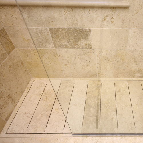 Bac à douche en pierre de Jérusalem - Pietra di gerusalemme - rectangulaire / autres formes / à fleur de sol