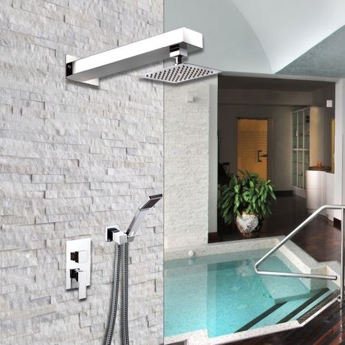 Set de douche mural - DEBR02Q - Ama Luxury Shower - contemporain / avec douche à main / avec pommeau fixe