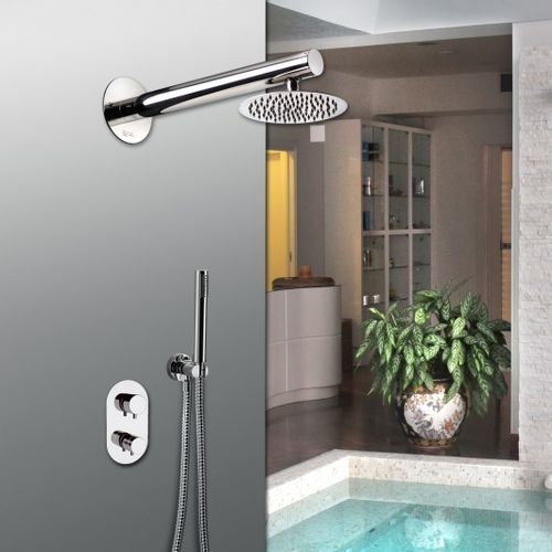 Set de douche mural - AUBR01T - Ama Luxury Shower - contemporain / avec douche à main / avec pommeau fixe