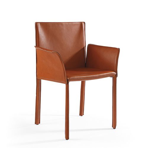 Chaise contemporaine - YUTA - Julia - d'intérieur / en cuir / avec piètement en acier peint