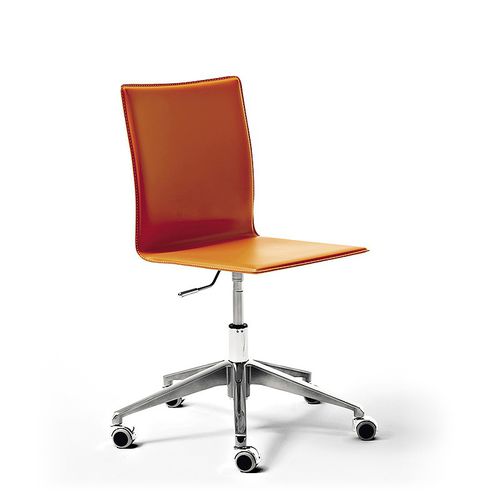 Chaise contemporaine - ZIP - Julia - d'intérieur / en cuir / avec piètement en aluminium