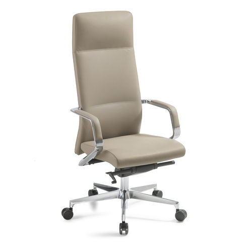 Fauteuil de direction contemporain - LINE ALTA - Julia - en cuir / en aluminium poli / avec repose-tête