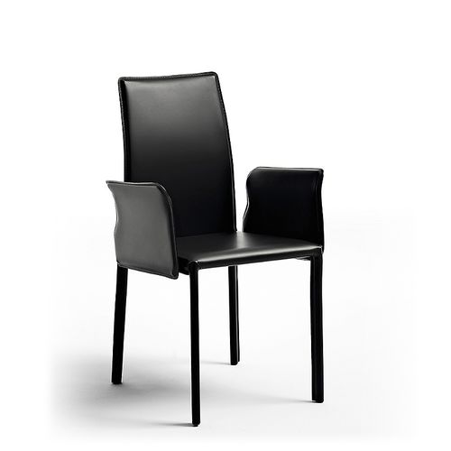 Chaise contemporaine - AGATA - Julia - d'intérieur / en cuir / avec piètement en acier peint