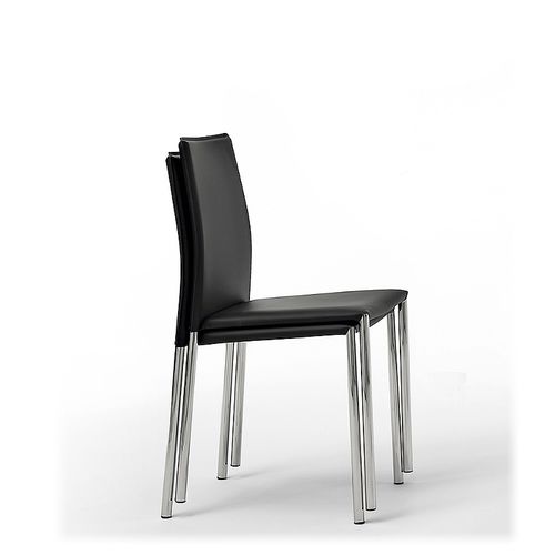 Chaise contemporaine - ALU - Julia - d'intérieur / en cuir / avec piètement en acier
