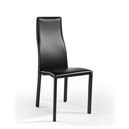 Chaise contemporaine - CUBA - Julia - d'intérieur / en cuir / avec piètement en aluminium