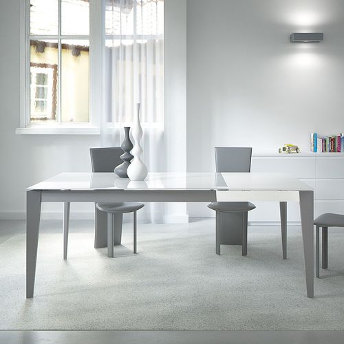 Table contemporaine - ASTRO - Julia - en verre trempé / en acier / avec piètement en acier