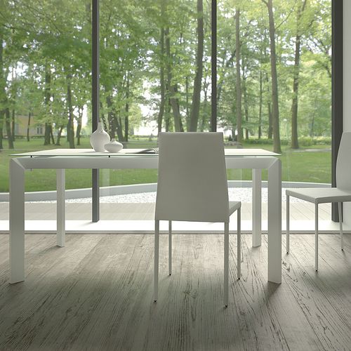 Table contemporaine - BAILO - Julia - en verre trempé / avec piètement en acier / rectangulaire