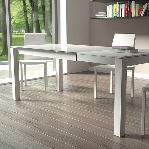 Table contemporaine - DORIS - Julia - en verre trempé / rectangulaire / à rallonge