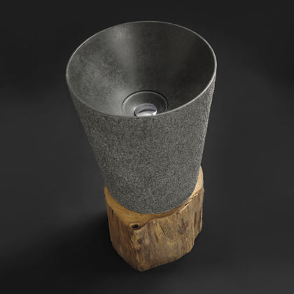 Vasque sur pied - SONG-BLU - Dharma Bati Bali ,PT - en pierre naturelle / en basalte / ronde