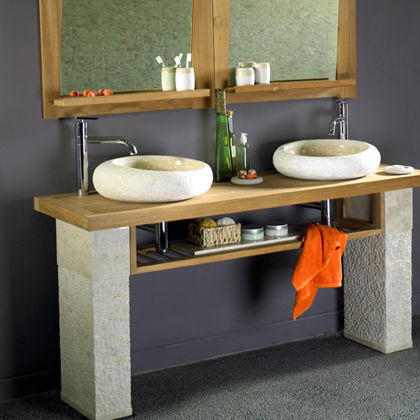 Plan vasque double - ALILA - Dharma Bati Bali ,PT - en teck