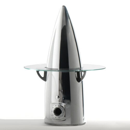 Table d'appoint aéronautique - AIR-TAV0150 AIRCRAFT PARTS FURNITURE - Arteinmotion - moderne / en aluminium poli / en verre
