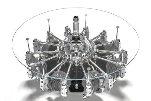 Table basse aéronautique - AIR-TAV0113 AIRPLANE RADIAL ENGINE - Arteinmotion - design industriel / en verre / en aluminium