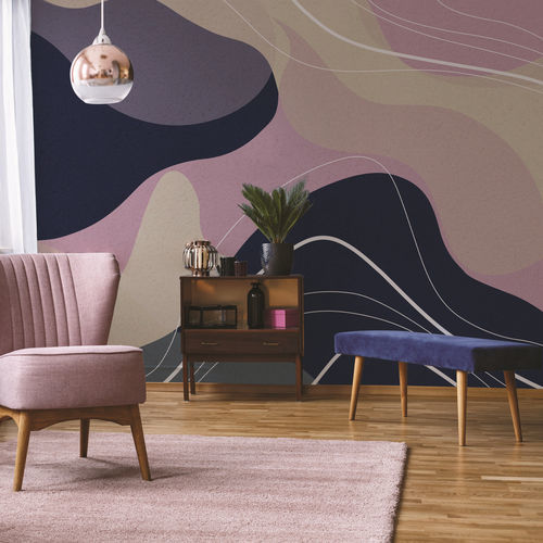 Papier peint contemporain - EP1B - Momenti - motif abstrait / aspect tissu / multicolore