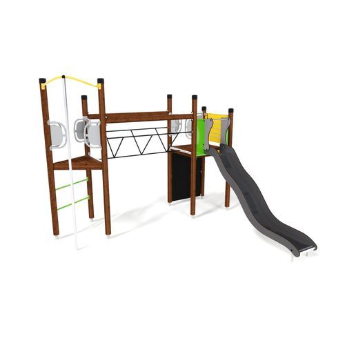 Structure de jeu pour aire de jeux - UNIPLAY ESSENTIALS METIS  - HAGS Aneby AB - en bois / en acier / en HPL