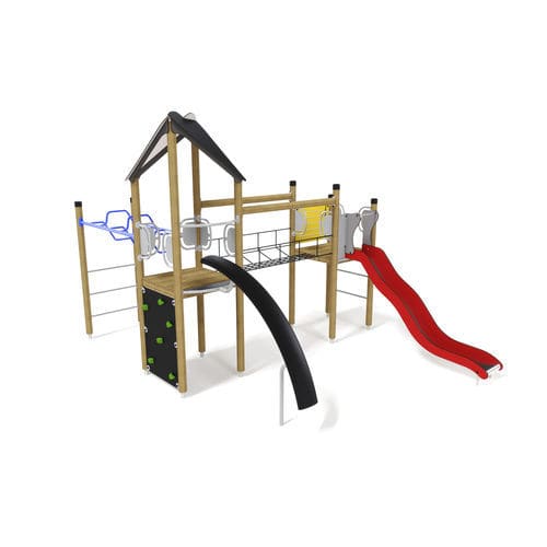 Structure de jeu pour aire de jeux - UNIPLAY ESSENTIALS PROMETHEUS  - HAGS Aneby AB - en bois / en acier / en HPL