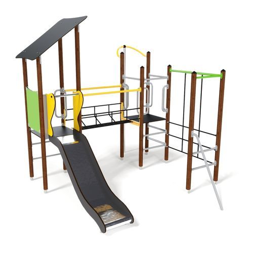 Structure de jeu pour aire de jeux - UNIMINI ESSENTIALS ELARA  - HAGS Aneby AB - en bois / en acier / en HPL