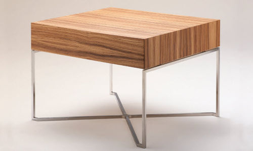 Table de chevet contemporaine - SIMONE - VIOSKI - en bois / en acier inoxydable / rectangulaire