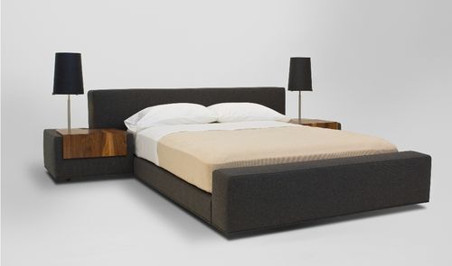 Lit double - ZURICH - VIOSKI - contemporain / tapissé / en chêne