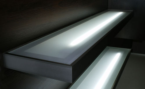 Étagère murale - KAP International - contemporaine / en acier inoxydable / lumineuse