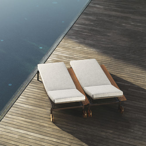 Bain de soleil contemporain - CASILDA - TALENTI - en tissu déperlant / en acier inoxydable / en iroko
