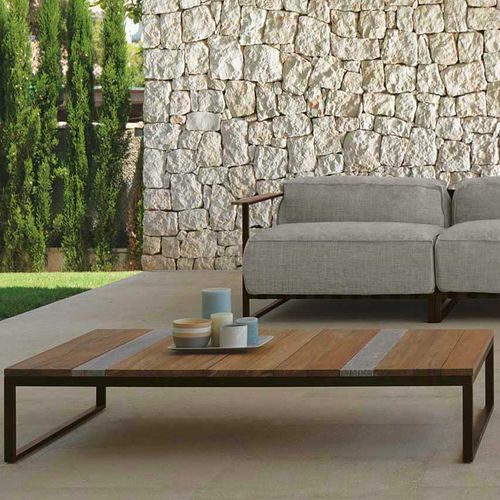 Table basse contemporaine - CASILDA - TALENTI - en iroko / en marbre / avec piètement en acier inoxydable