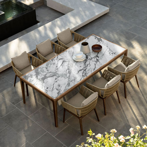 Table à manger contemporaine - CRUISE - TALENTI - en grès cérame / avec piètement en teck / rectangulaire