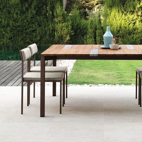 Chaise contemporaine - CASILDA - TALENTI - d'extérieur / en tissu / avec piètement en acier inoxydable