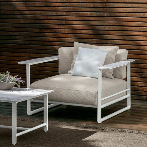 Fauteuil contemporain - RIVIERA - TALENTI - en tissu / en aluminium / en marbre