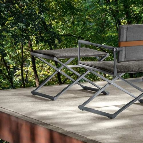 Tabouret contemporain - RIVIERA - TALENTI - en tissu / avec piètement en aluminium / avec piètement en acier inoxydable