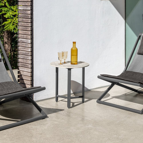 Table d'appoint contemporaine - RIVIERA D50 - TALENTI - en grès cérame / avec piètement en aluminium / ronde