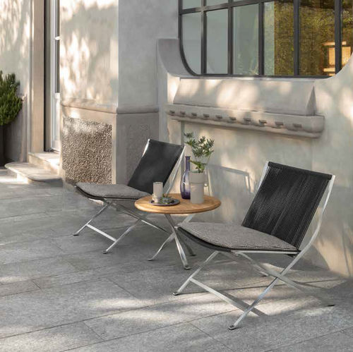 Table d'appoint contemporaine - GEORGE D60 - TALENTI - en teck / avec piètement en acier inoxydable / ronde
