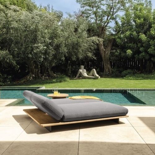 Bain de soleil contemporain - VENICE - TALENTI - en tissu / en teck / de piscine