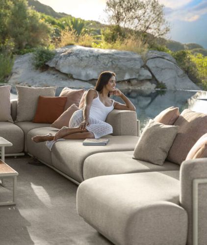 Ottoman contemporain - TRESS&Eacute; - TALENTI - en aluminium / carré / déhoussable