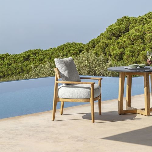 Fauteuil contemporain - EVER - TALENTI - en tissu / en teck / gris
