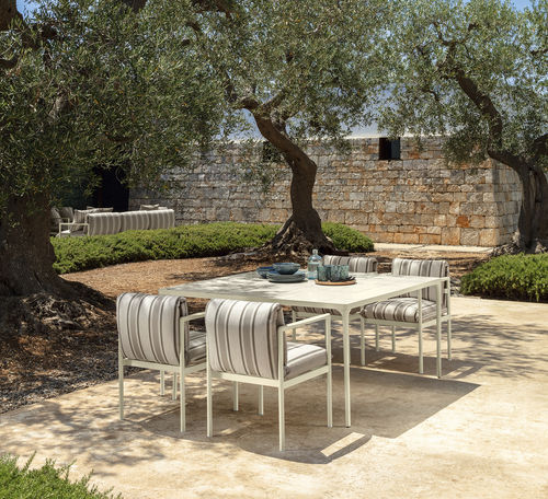 Table à manger contemporaine - NALU - TALENTI - en grès émaillé / avec piètement en aluminium / carrée