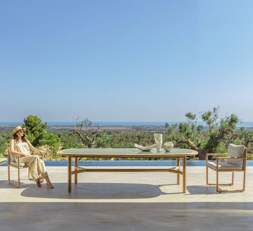 Table à manger contemporaine - JUN - TALENTI - en bois / en grès / avec piètement en bois