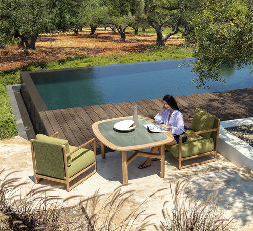 Table à manger contemporaine - JUN - TALENTI - en bois / en grès / avec piètement en bois
