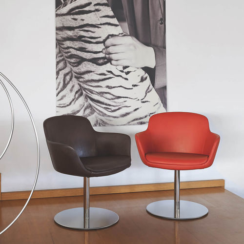 Chaise contemporaine - SELLA - Mazzoli Design - d'intérieur / en cuir / avec piètement en métal chromé